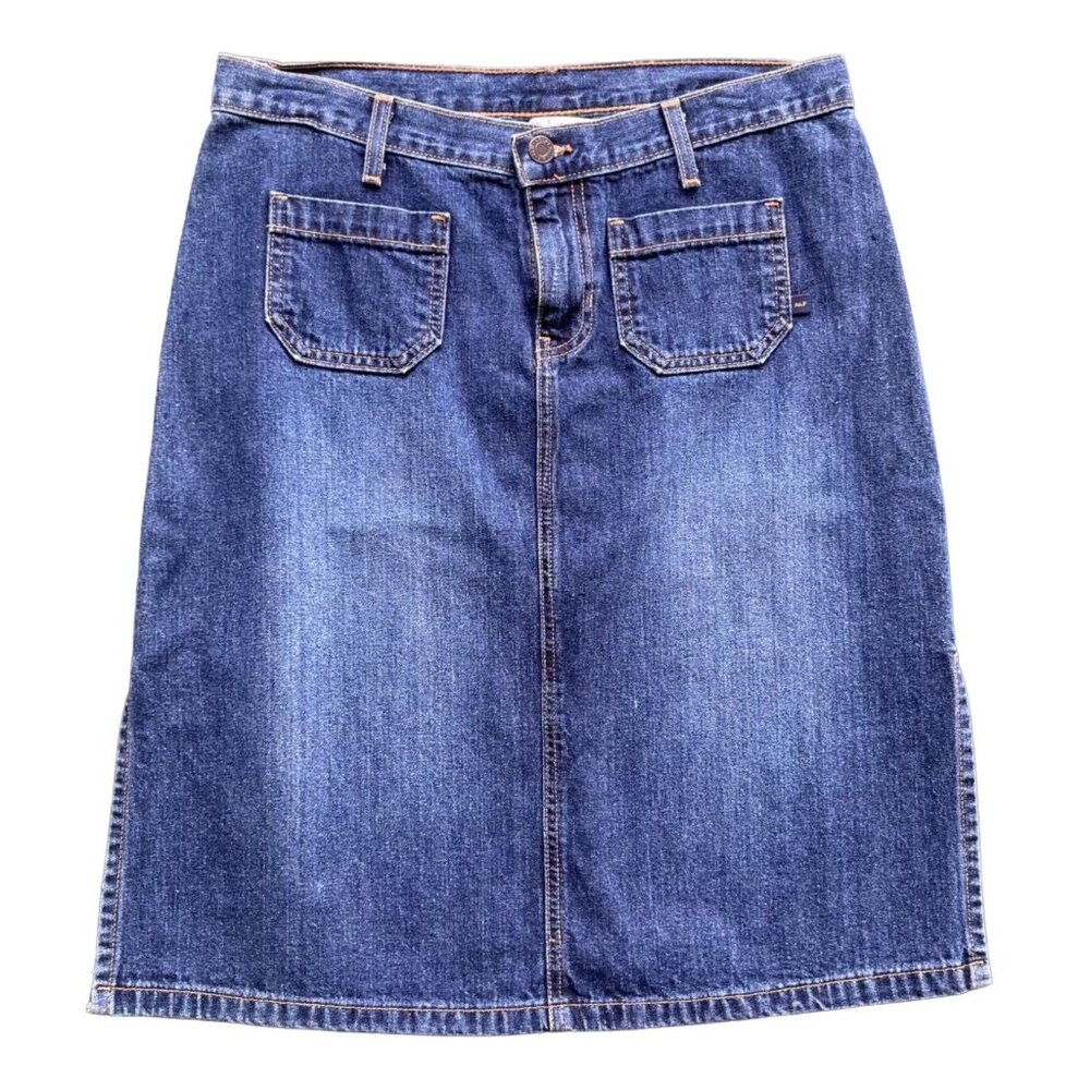 Vtg Jean Skirt Abercrombie Fitch 6 Demin Midi Slit Pockets USA Retro Y2K